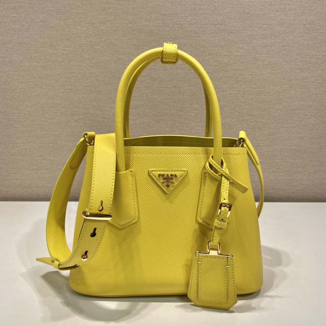 Prada Double Saffiano Leather Mini Bag Shoulder Bag Sunny Yellow 1BG443